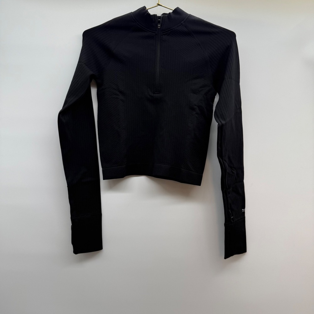 DSG Womens XS Momentum Seamless 1/4 Zip‎ Pullover Top Activewear Black